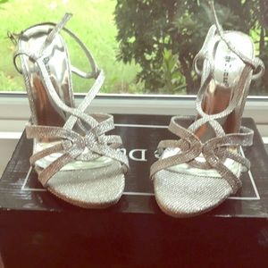 Pierre Dumas Sliver Glitter Heels